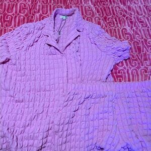 Pink Crinkle Two-Piece Set